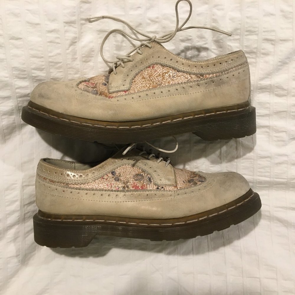 Dr. Martens Ivory Floral Wingtip Oxfords Size W8
